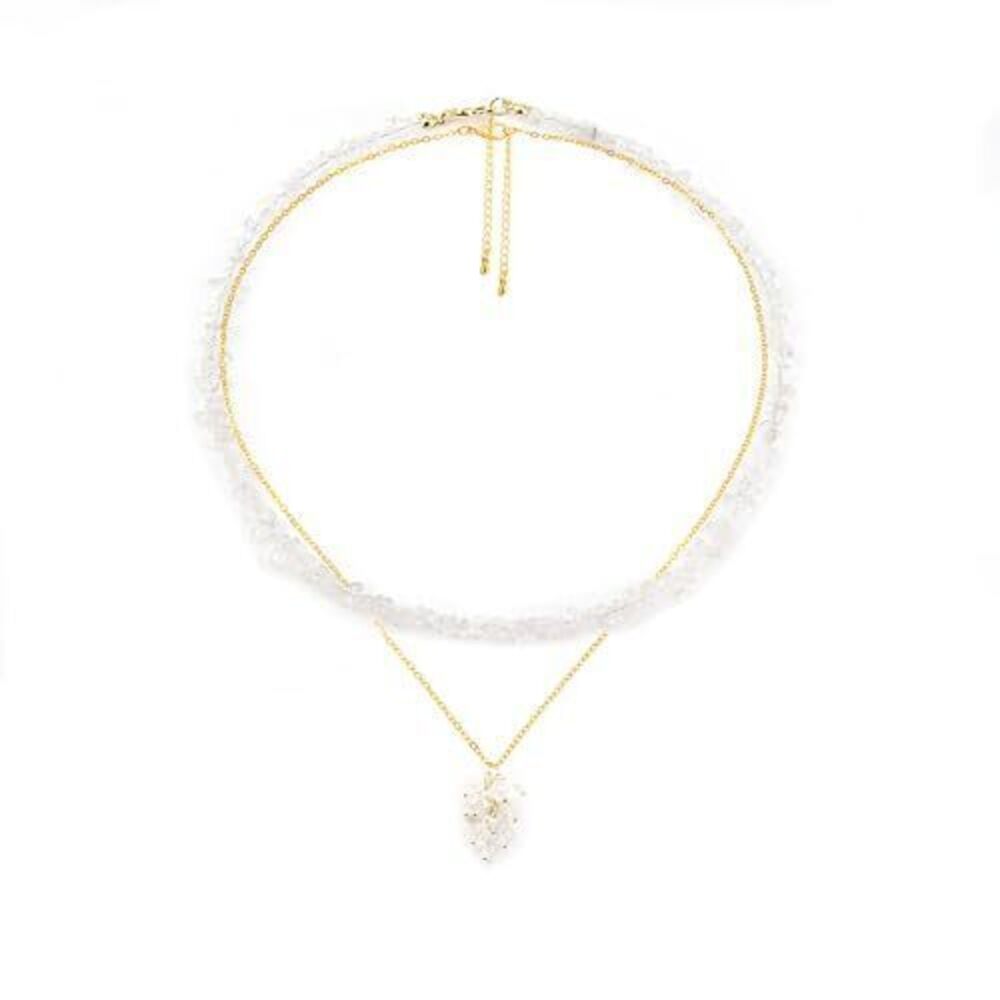4685 Clear Quartz Necklace Beaded Necklaces Handmade Natural Stone Raw